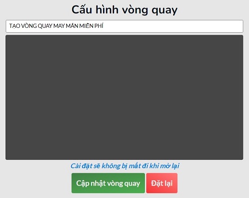 Hướng dẫn cấu hình vòng quay may mắn